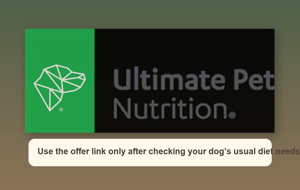 Ultimate Pet Nutrition advertiser brand graphic for dog meal planning